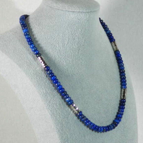 Jay King Mine Fines Lapis and Sterling Bead Necklace 925 HSN - Picture 3 of 8